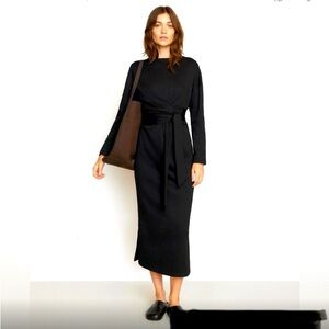 Modern Citizen Elegant Black Wrap Midi Dress